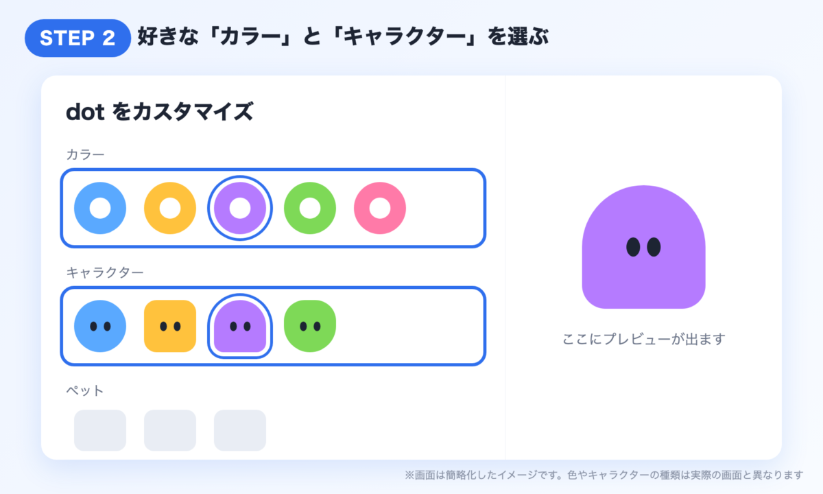 STEP2 カラーとキャラクターを選ぶ